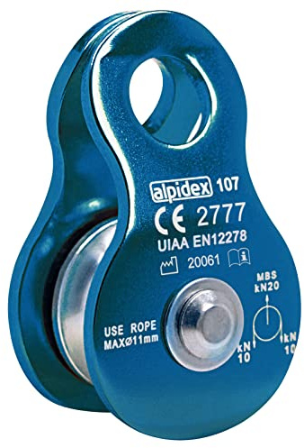 ALPIDEX Poulie de Renvoi 20 KN | Poulie de Mouflage | Mobile Pulley | Norme EN12278 | Câbles Jusqu'à 11 mm Diamètre | Palan Câble | Treuil Guide Câble | Oulies de Levage, Couleur:Blue