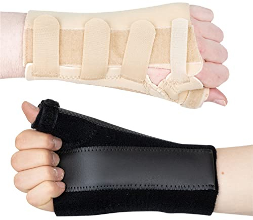 Actesso Handgelenkschiene mit Daumenschiene - Ideal Daumenbandage für Kahnbeinfraktur, de Quervain's, oder Verstauchungen (L, Noir Rechts)