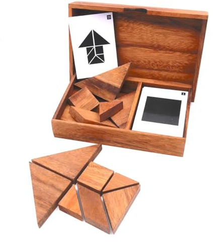 ROMBOL Doppeltangram - herausfordernde Variante des Klassikers Tangram für 2 Personen aus Holz