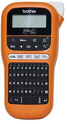 Brother PT-E110 Professioneller Etikettierer, industriell, mit 1 Tze-FX221-Band, 9 mm, Schwarz/Weiß