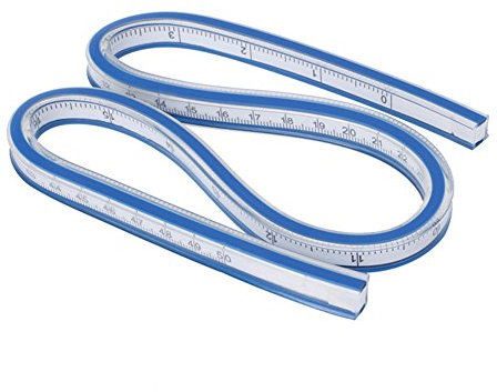INGHU Curve-Lineal, 30-60 cm, flexibel, Gebogene Lineal für Zeichnungen, biegsames Design, Messen von Zeichnungen, 40 cm, Weiß und Blau, weiß/blau, 50 cm