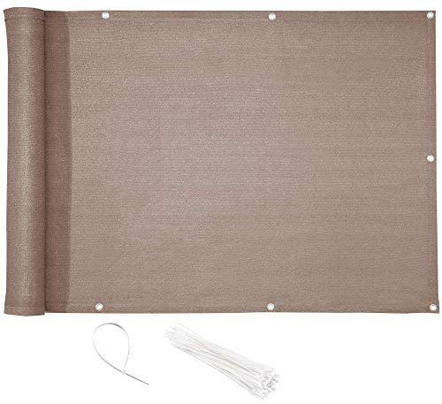 CelinaSun Sichtschutz Balkon 0,9 x 6 m Taupe HDPE Balkonbespannung mit Kabelbinder atmungsaktiv Balkonumrandung