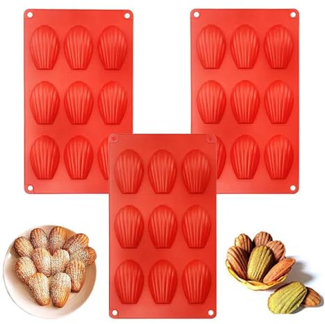 Dzsomt Stampi per Madeleine Madeleine Stampo 3 Stampi in Silicone con 9 Cavità Madeleines Stampo Stampo Muffin Silicone Antiaderente per Pasticceria Caramelle Cioccolatini