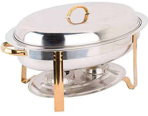 6 Qt Volle Größe Ovaler Chafing Dish Mit Goldenen Akzenten, 201 Edelstahl Käfer Und Buffet Speisenwärmer-Set Tablett Buffet Gastronomie Für Die Hochzeit, Party (1)