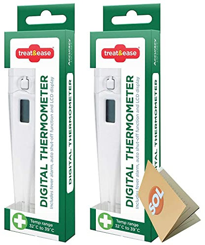SOL 2pk Digital ThermometerAdults,Children & ThermometerBaby Temperature | Medical Thermometer | Oral Thermometer | Body Thermometer | Underarm Thermometer | Termometro Digital | Thermometter,White