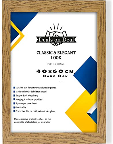 DEALS ON DEAL 40x60CM Large Solid Eton jigsaw puzzle Wooden Photo Picture Certificate Posters Frame Wood Wall Frames Clear plexiglass Ideal Home/Office(40x60CM (15.7 x 23.6), DARK OAK)