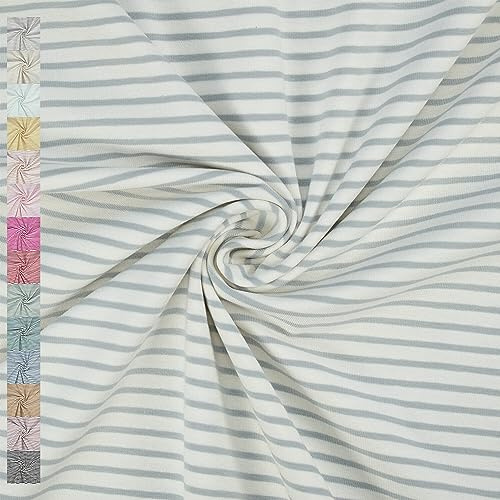 Jersey Stoff gestreift, 2,5mm/5mm | ab 50cm x 150cm (grau/weiß) | Baumwolljersey - Streifen - Garngefärbt