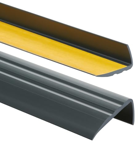 ProfiPVC PVC Treppenkantenprofil selbstklebend 50x25mm 180cm Anthrazit | Treppenkantenschutz, Kantenschutzprofil für Treppenstufen, Anti-Rutsch-Oberfläche, einfache Montage ohne Bohren