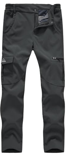 Gopune Women's Snow Ski Waterproof Softshell Snowboard Pants Outdoor Hiking Fleece Lined (Deep Grey,S)
