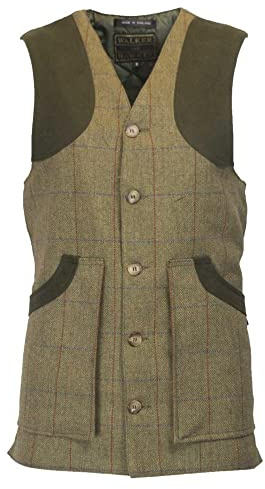 WALKER AND HAWKES - Gilet Derby da Uomo in Tweed Winston - Verde Foresta - XXL