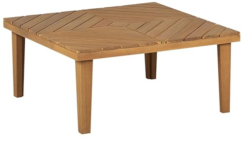 Beliani Outdoor Beistelltisch Akazienholz Hellbraun quadratisch 70x70 cm Modern Baratti