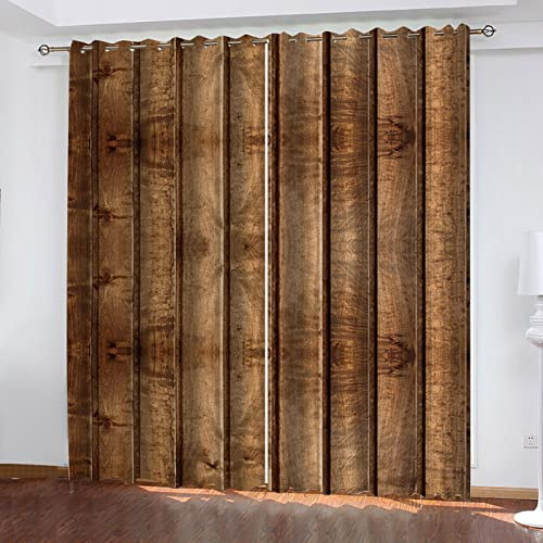 3D Arte De Listones De Madera Vintage Cortinas Opacas De Térmica Aislante Para Salón Habitación Dormitorio, Modernos Cortinas, 160x240Cm De La Cortina Con Ojales, Cortinas Para Niños, 2 Paneles, Colo