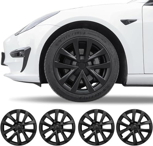 Klutchtech Model 3 Hubcaps - 18 Inch Aero Wheel Covers Replacement Wheel Caps 18'' Model S Plaid Arachnid Wheels Version Hub Caps Compatible with Model 3 Accessories 2017-2023