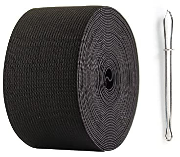 AHPYEUHK Elastique Couture 50mm Bandes Élastiques Couture Noir 6M élastique Large Elastique Perruque,Ruban Elastique,Bande Elastique Couture Large Ceinture Bande pour Couture