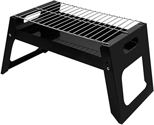 Tragbarer Tischgrill, Holzkohlegrill, tragbarer klappbarer Holzkohle-Tischgrill aus Edelstahl für Kabob und Fleischsteak