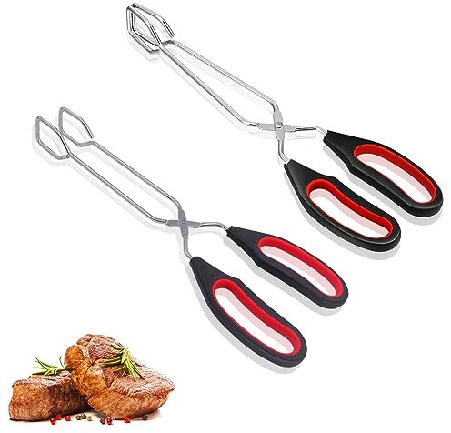 Grillzange Edelstahl Lebensmittelzange Barbecue Grillen Zange für Umdrehen Lebensmitteln Werkzeug Grillzangen Küchenzange Spaghettizange Grillzange Lang Rösle Grillzange Zange Küche 2 Stück(Grote)