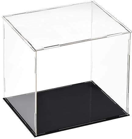 TA-VIGOR Vitrine D'Exposition en Acrylique Clair 20 x 15 x 20cm - Boîte De Présentation À Monter avec Socle Noir - Protection Anti-Poussière pour Figurines, Jouets Et Rangement Domicile Storage