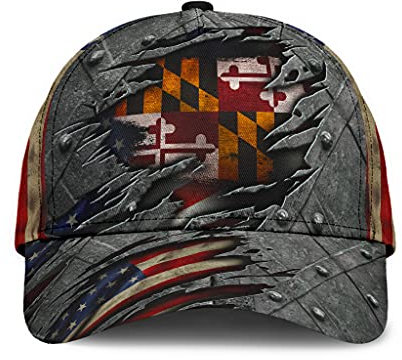 501 Baseball Kappen Maryland Us-Flagge, Stolze Patriotische Geschenkidee Zum Unabhängigkeitstag Am 4. Juli Unisex Trucker Kappe Atmungsaktiv Leicht Abwaschbar Baseballkappe Für Wander Kletter