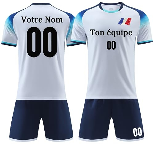 OPUTWDF Maillot Football Personnalisé Adulte Ensemble Foot Enfant Peut Être Personnalisé avec Votre Nom Numéro Équipe Logo