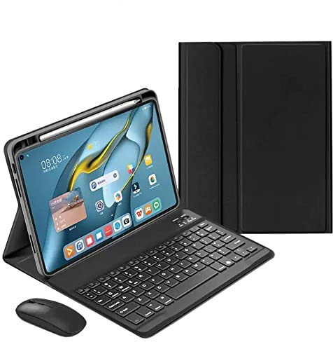 KMXDD Funda de teclado y ratón para iPad Mini A17 Pro 2024, iPad Mini de 6ª generación con teclas de color, funda desmontable para teclado Bluetooth con soporte para lápices (negro)
