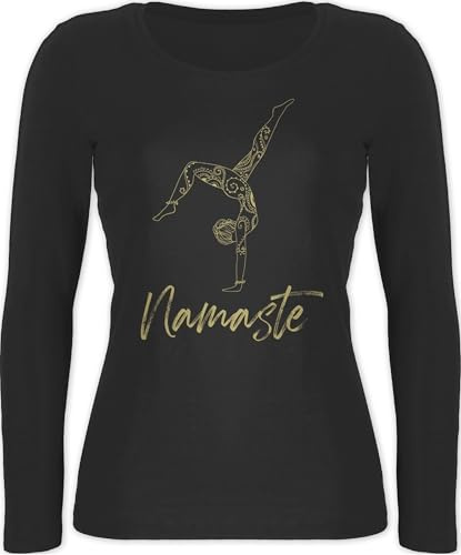 Shirtracer - Langarmshirt Damen - Namaste Yoga Handstand Mandala Meditation