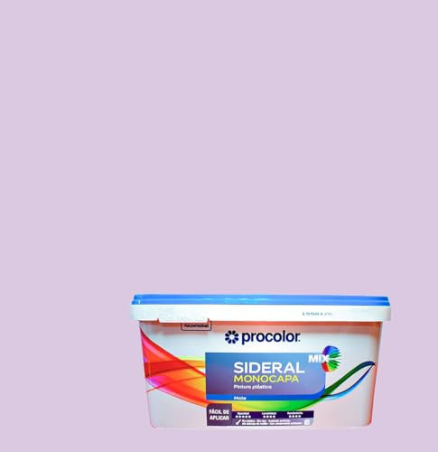 Pintura de Interior Monocapa Sideral Mix. Colores del Mundo. Alta cubrición, Lavable, Colores duraderos. Cubeta de 4 L. (4 L., Lila - Japón)