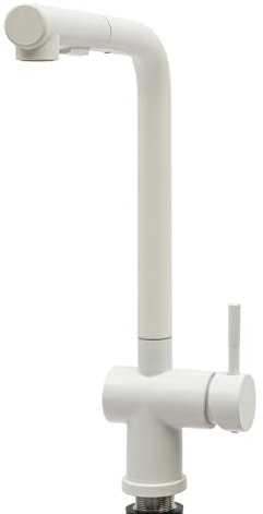 Rubinetto bianco da cucina estraibile in acciaio inox con 2 tipi di getto d'acqua, rubinetto da cucina ad alta pressione con doccetta estraibile, girevole a 360° con tubo in nylon