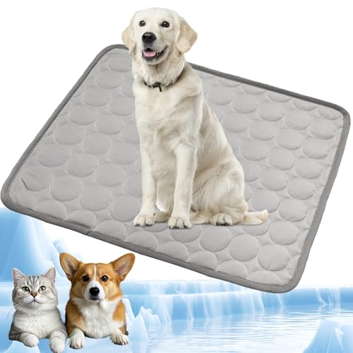 YXHZVON Alfombrilla Refrescante para Mascotas, Manta Refrigerante Perro, Cama Frio Animales Colchon Mascotas para Verano, 100 x 70 cm, XL, Gris