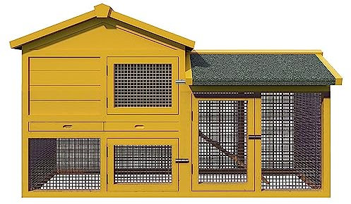 Hühnerstall mit Auslauf Hinterhof Hühnerstall aus Holz Geflügelställe Käfige mit Nistkasten Rampe Schiebetablett Outdoor, 138 x 53 x 86cm