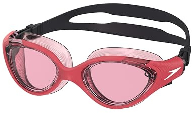 Speedo Dam Biofuse 2.0 SwiMing glasögon | Kvinnlig design | Patenterad justeringsmekanism | Anti-dimma | anti-läckage | Bekväm passform, svart/hallon FiL, en storlek