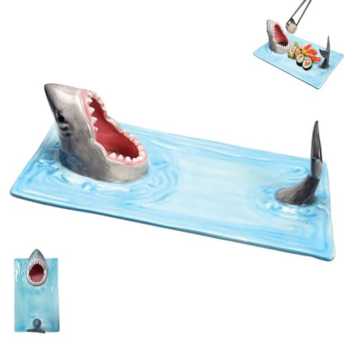 LEDUODO Shark Sushi Plate,shark Dipping Plate,sushi Serving Plate,sushi Serving Plate Shark,Shark Attack Sushi Plate,sushi Plates,shark Plate,shark Ceramic Dipping Plate,shark Ceramic Plate