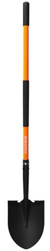 KOLEIYA Heavy Duty Digging Shovel 57 Inch Fiberglass Handle with Serrated Steel Blade Ergonomic Grip for Gardening Landscaping Construction