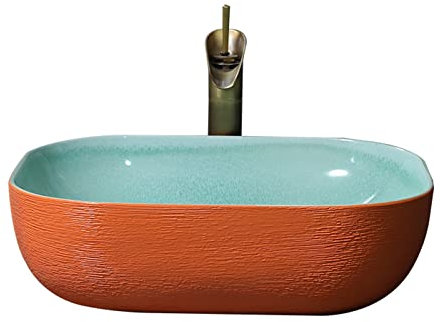 Tu Ye Lavabi da appoggio, Lavandino del Bagno Rettangolare in Ceramica, 19,3 x15,4 Moderno, Colori Vivaci, lavabo da appoggio sopra Il Piano, lavabo da appoggio in Porcellana, Arte del Lavaggio