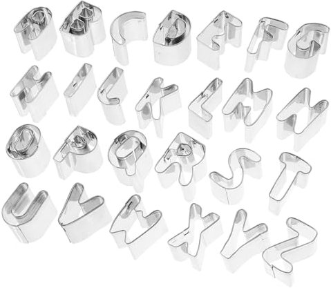 Alipis Cortadores De Galletas Letras De Acero Inoxidable 26 Piezas Kit Completo Moldes Para Hornear Para Repostería y Fiestas Diy