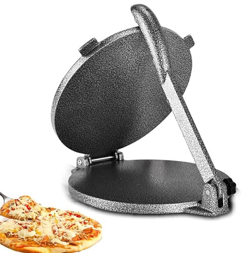 CHANGLKJ Tortilla Press, Manual Pizza Dough Press Machine, Tortilla Maker, Dough Surface Evenly Sleek Leveled and Press Fast, Durable Aluminum Alloy Material, for Burritos Pizzas Naan Bread Chapati