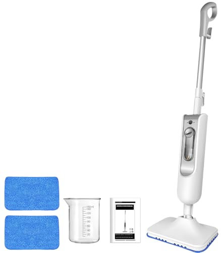 Qimu Dampfreiniger 1500W Dampfbesen Bodendampfreiniger Hand-dampfreiniger bis 108°C für Tiefenreinigung Böden Elektrischer Bodenwischer mit Wassertank 400ML, Entfernt bis zu 99,9% der Bakterien