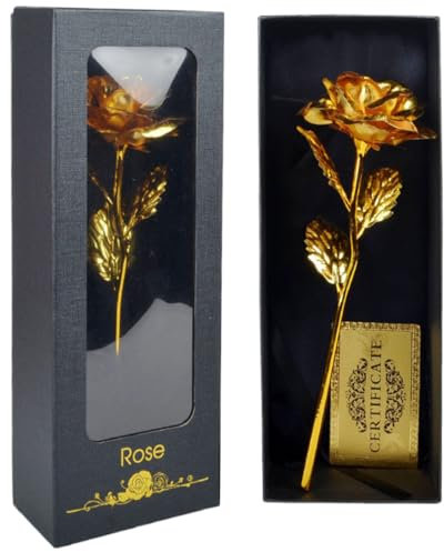 ZEPIQOR Oro rosa, rosa eterna placcata in oro, fiore in oro per San Valentino, festa della mamma, compleanni, anniversari, decorazioni（scatola nera）