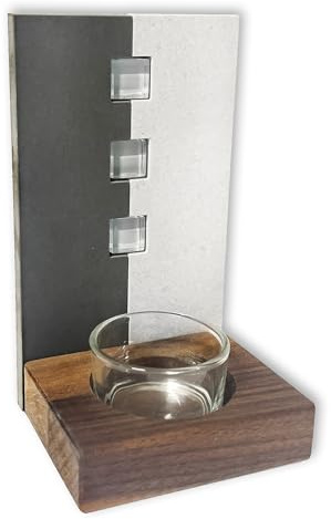 FRITZ COX Weihkessel Deine Seiten aus Stein mit Glasbehälter | Weihkessel und Teelichhalter | zum hängen und hinstellen | 15cm