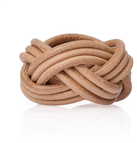 Jambor Pasapañoleta Scout. Nudo Gilwell. Pasador de pañuelo o Fular de pañoletas para Scouts y Guides. Woggle. (4 lazadas, Natural, M)