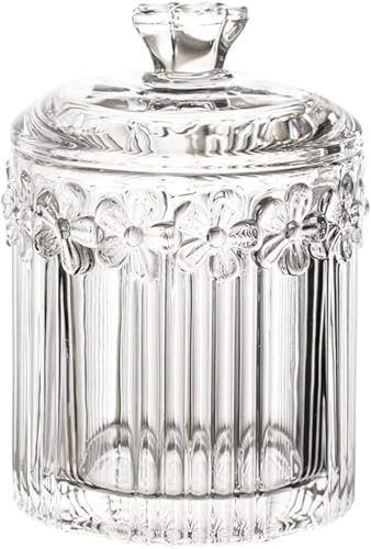 PGPAYH Sucrier, récipient à Sucre, Pot à Sucre, Plat à Bonbons en Verre Cristal, Bol à Sucre en Relief avec Couvercle