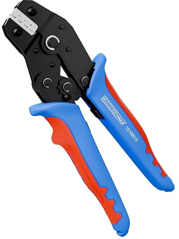WEICON TOOLS Crimpzange MULTI, Presszange mit Wechselmagazin, Aderendhülsenzange-Set, Ratschen-Automatik, blau/rot