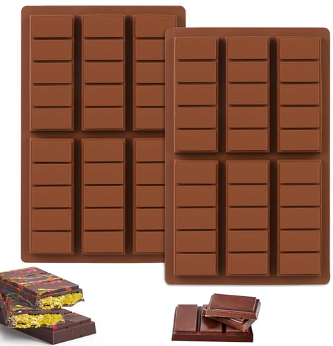lomdung 2 Stück Schokoladenform Silikon Tief, Dubai Schokoladentafel Form für 6 Tafeln Schokolade, Antihaftbeschichtung Silikonform Schokolade, für DIY Schokoladen Praline Süßigkeiten(A)