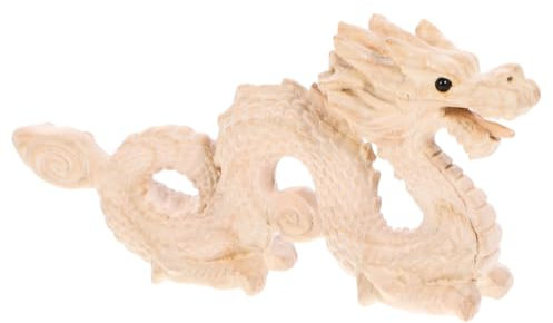 Holibanna Drachenstatue Aus Pfirsichholz Handgeschnitzt Vintage Drachenskulptur Für Schreibtisch Wohnzimmer Dekoration 12cm Robuste Chinesische Glücksfigur Für Büro Geschenk