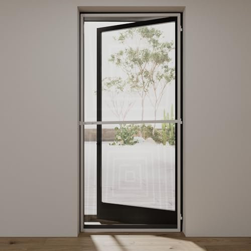 Cocoon Fliegengitter Balkontür 105 x 215, Insektenschutz Balkontür mit Rahmen, Mückenschutz - Rahmen in Weiß