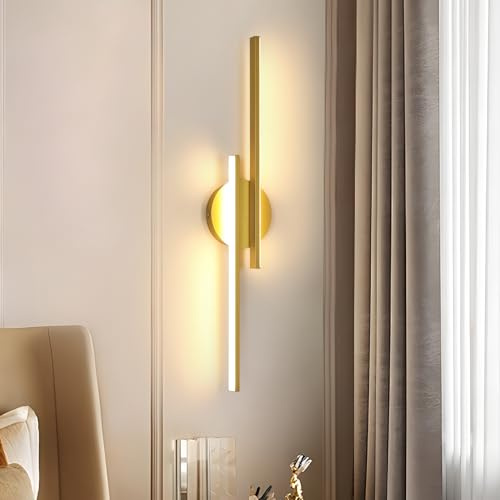 Riserva Wandleuchte LED Innen 24W, 3000K Warmweiß, Gold, 60cm | Kreativ Wandlampe Moderne Dekorative für Schlafzimmer, Wohnzimmer, Treppenhaus, Korridor