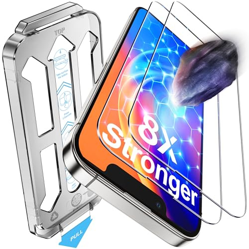 Tentoki Protector Pantalla para iPhone 13/13 Pro/14/16e/17e, 2 Piezas | Refuerzo Secundario, Cristal Templado de 8 veces más Fuerte, Dureza 9H, Resistente Arañazos, Sin Burbujas, 6,1 Pulgadas