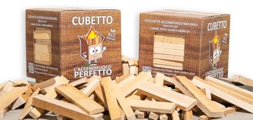 CUBETTO FEMIRO: Legnetti Accendifuoco Faggio/Abete in scatola 4 kg. Facile Accensione, Puliti e Compatti | Ideali per Caminetti, Stufe, Forni e BBQ. Confezioni da 4 a 384 kg. (4 Kg)