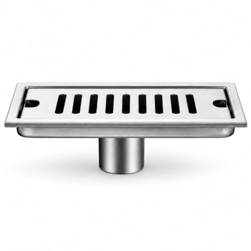 Topolenashop Scarico a Pavimento Rettangolare 20x10 cm in Acciaio Inox AISI 304 – Griglia Doccia Removibile – Antiodore e Antiruggine – Filtro per Bagno, WC, Vasca e Piastrelle | 3213960