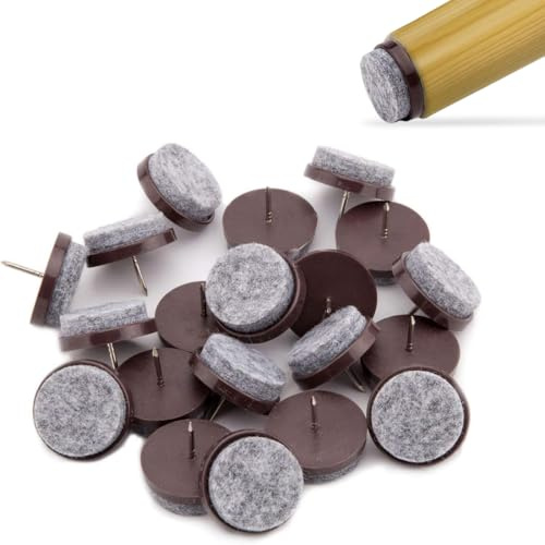 KIRZAX Filzgleiter Stuhl 50 Stück, Mit Schraube, Ø 24mm, Nagel, Möbelgleiter, für Laminat, Parkett, Sessel, Fiesen