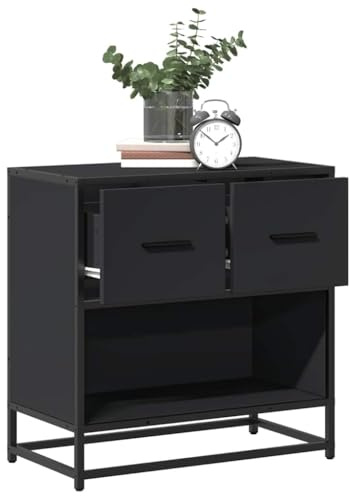 WSJHUHK Möbler, bord, sängbord, sängskåp svart 60 x 31 x 60 cm konstruerat trä och metall